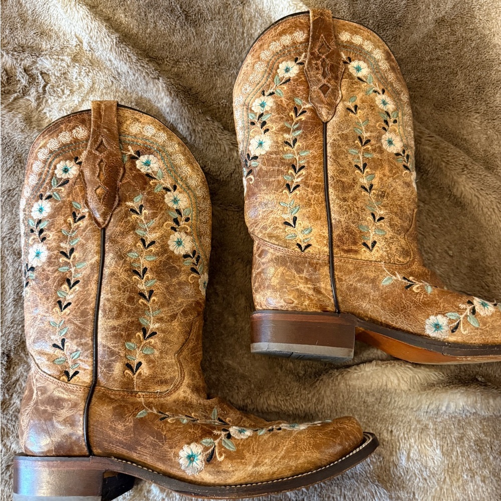 Floral cottagecore corral cowgirl boots